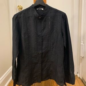 Vintage Linen band color panel stripe shirt